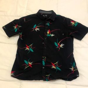 Vans Off The Wall Black Floral button down shirt size large